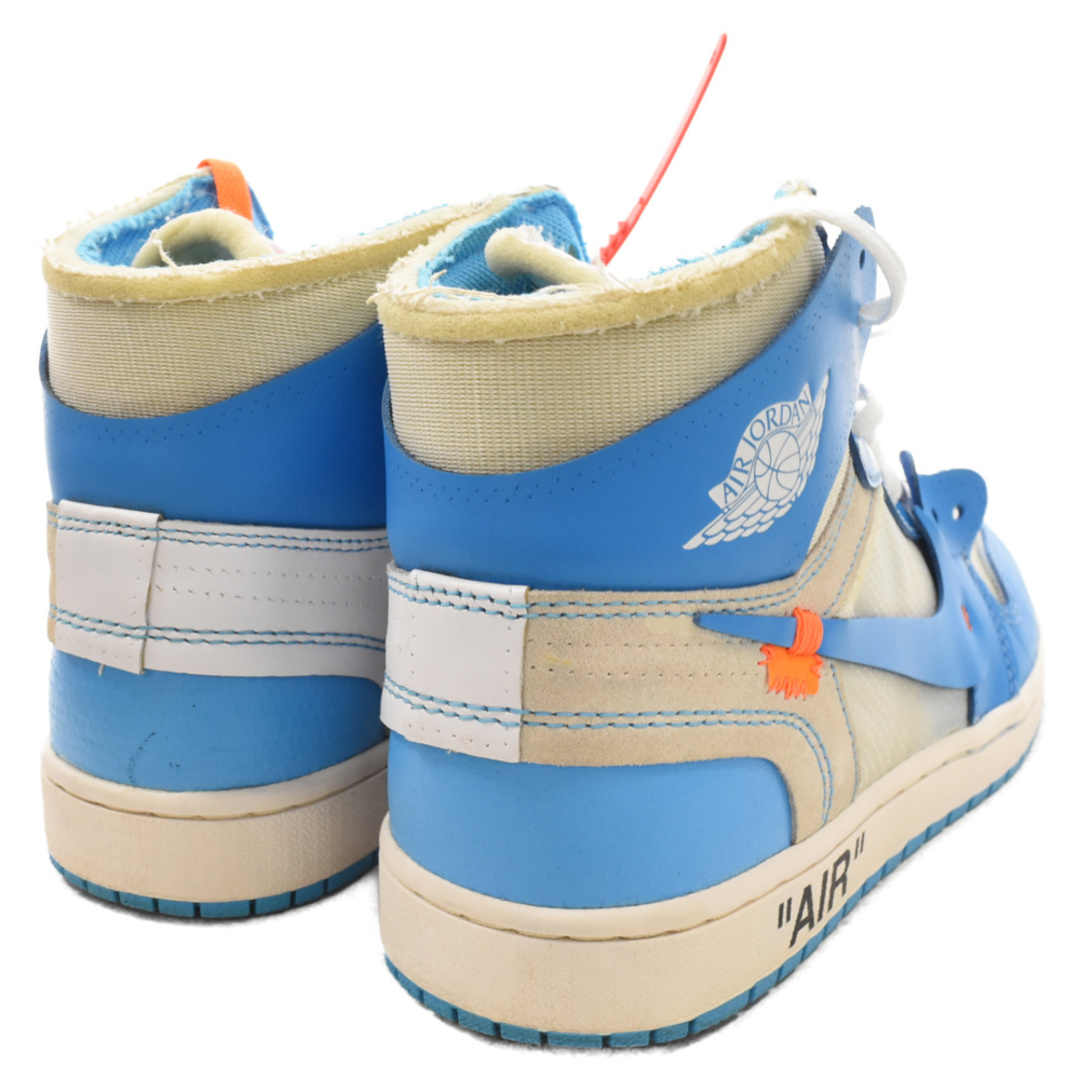 NIKE(ナイキ)のNIKE ナイキ ×OFF-WHITE AIR JORDAN 1 POWDER BLUE UNC オフホワイト エアジョーダン1 パウダーブルー ハイカットスニーカー ホワイト/ブルー AQ0818-148 US8.5/26.5cm メンズの靴/シューズ(スニーカー)の商品写真