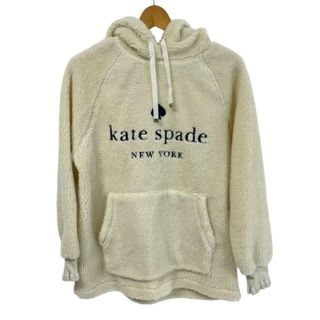 ケイトスペードニューヨーク(kate spade new york)のKate spade(ケイトスペード) パーカー サイズS レディース美品  ロゴ シェルパ フーディー 白 長袖/ボア/袖口フリル(パーカー)