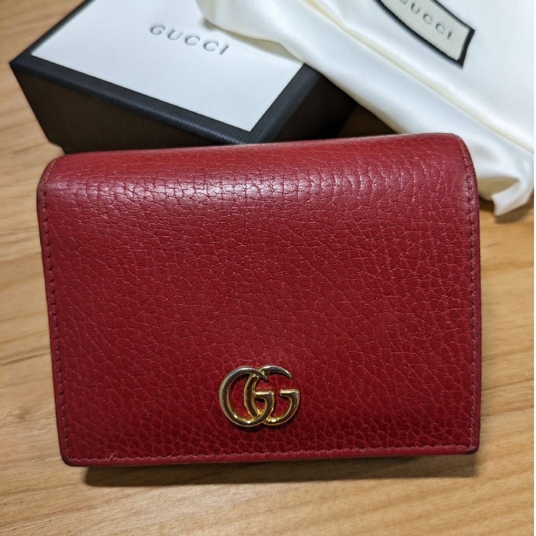 Gucci(グッチ)のGUCCI グッチ 財布 ダブルG レザー 赤 レディースのファッション小物(財布)の商品写真