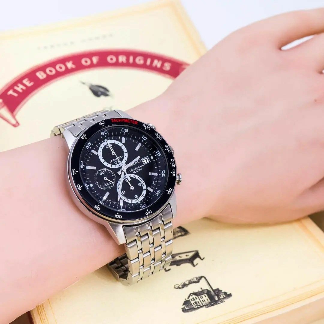 SEIKO(セイコー)の◆美品 稼働 SEIKO 腕時計 クロノグラフ デイト メンズ 新品電池 c メンズの時計(腕時計(アナログ))の商品写真