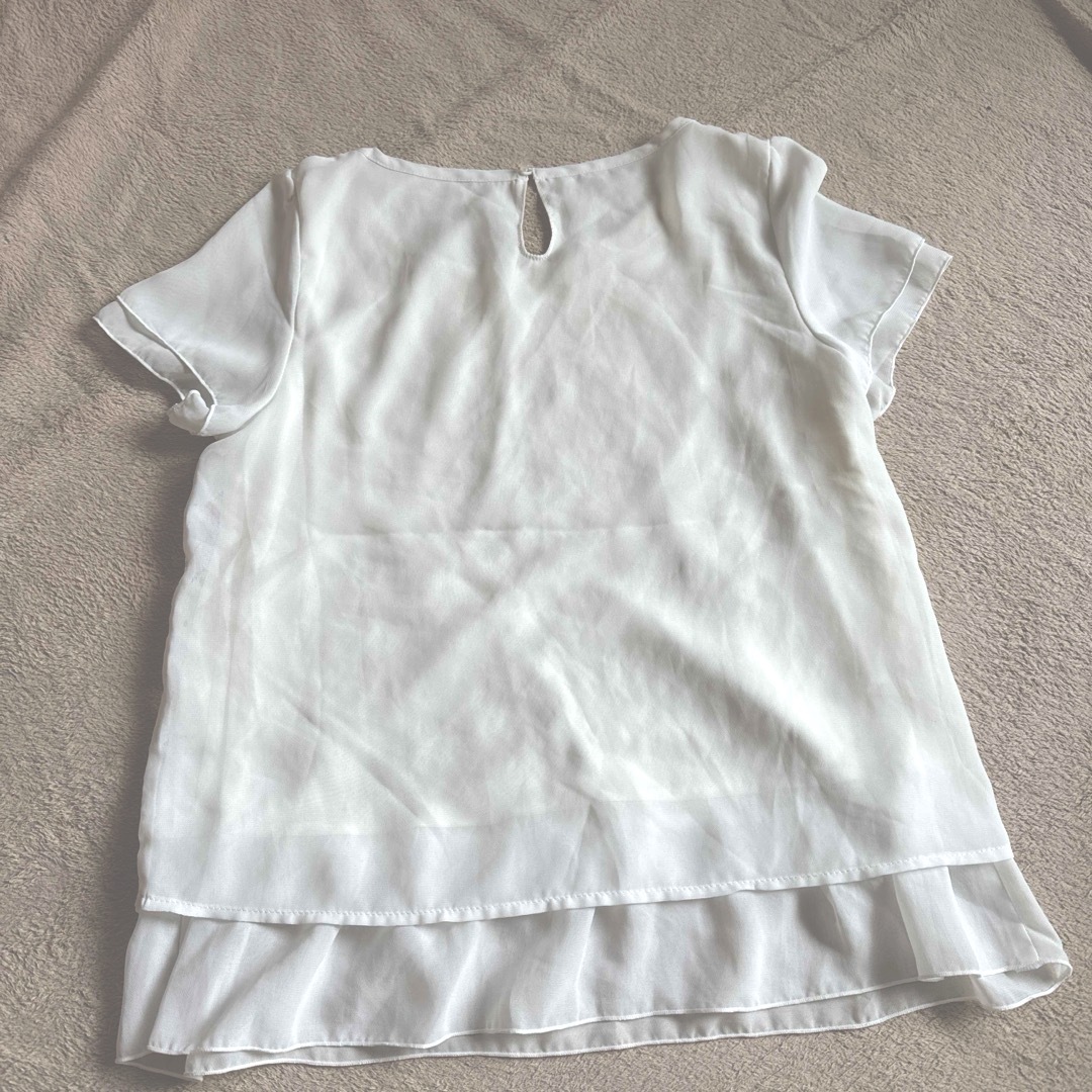 レーヨン ブラウス レース 白 L レディースのトップス(シャツ/ブラウス(半袖/袖なし))の商品写真