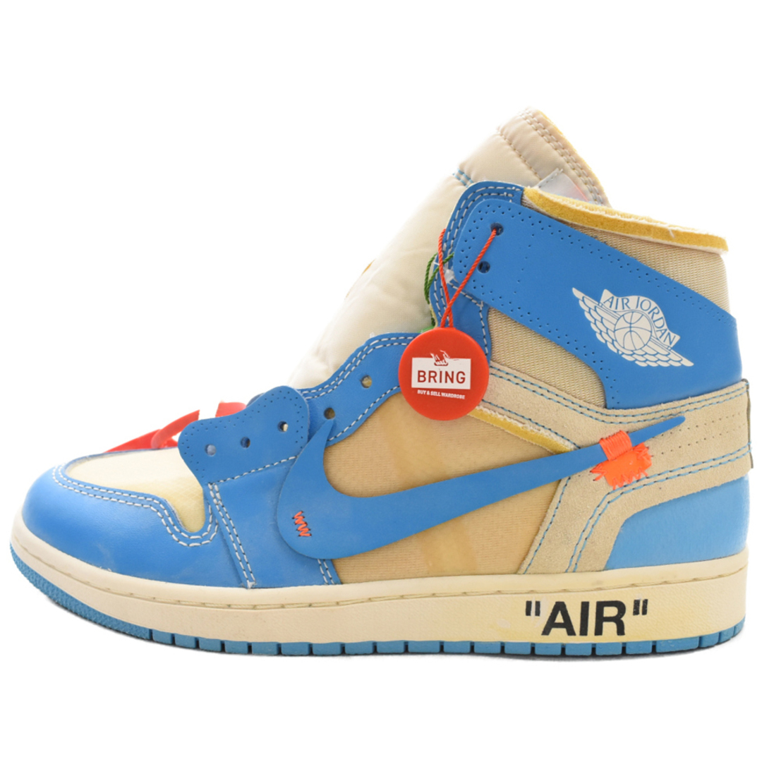 NIKE(ナイキ)のNIKE ナイキ ×OFF-WHITE AIR JORDAN 1 POWDER BLUE UNC オフホワイト エアジョーダン1 パウダーブルー ハイカットスニーカー ホワイト/ブルー AQ0818-148 26.5cm/US8.5 メンズの靴/シューズ(スニーカー)の商品写真