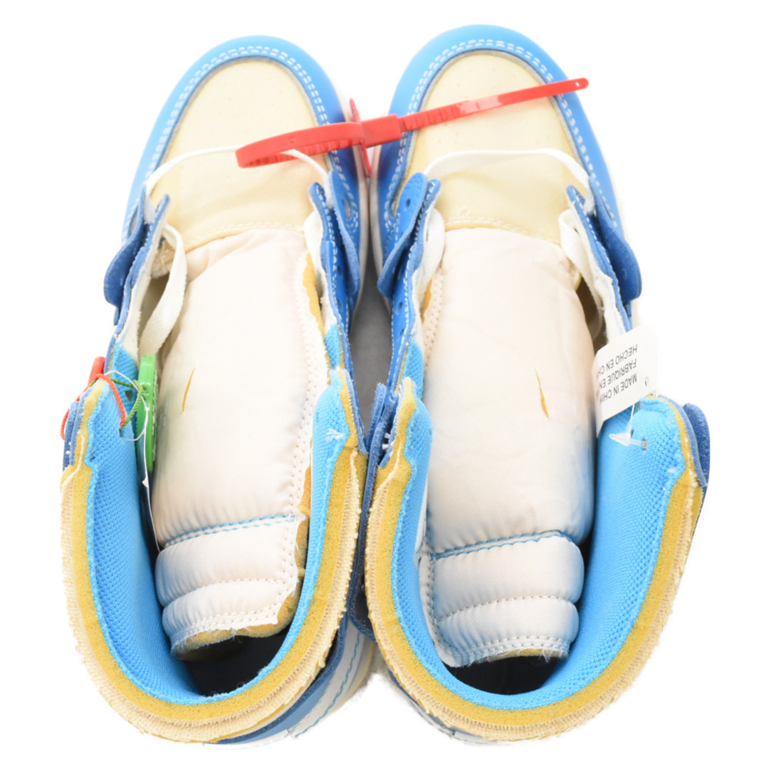 NIKE(ナイキ)のNIKE ナイキ ×OFF-WHITE AIR JORDAN 1 POWDER BLUE UNC オフホワイト エアジョーダン1 パウダーブルー ハイカットスニーカー ホワイト/ブルー AQ0818-148 26.5cm/US8.5 メンズの靴/シューズ(スニーカー)の商品写真