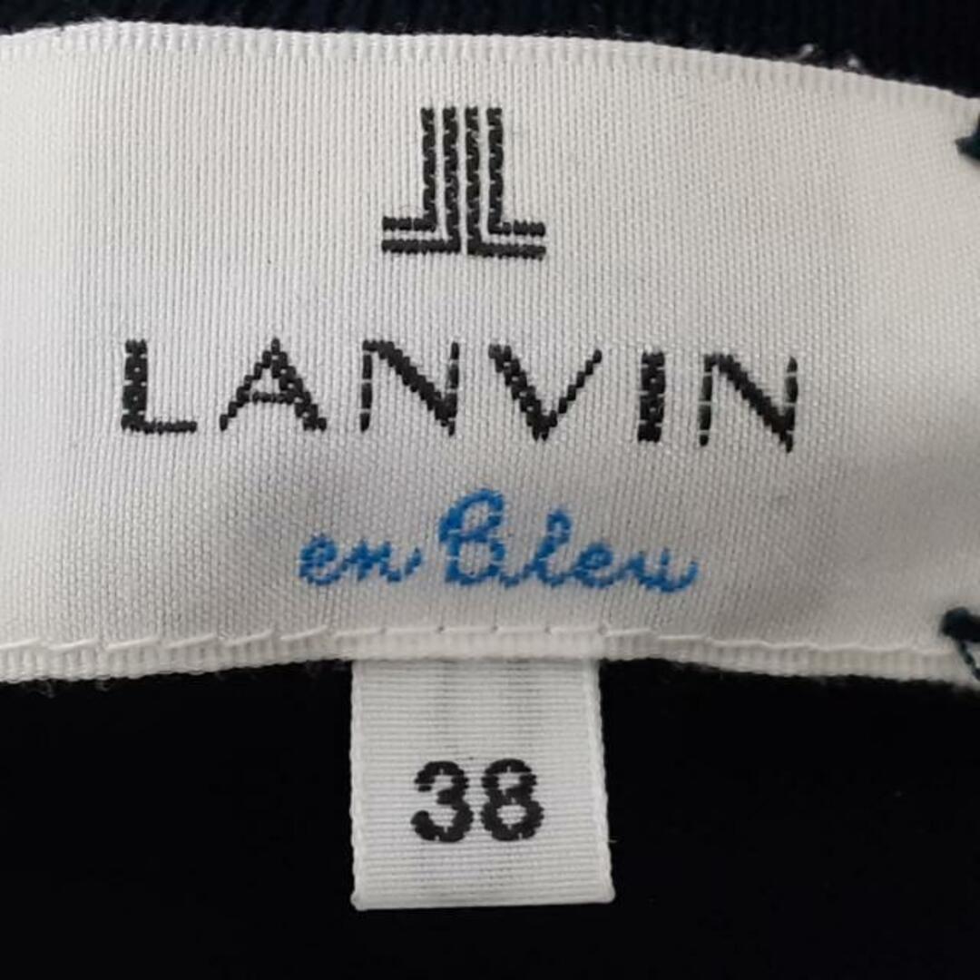 LANVIN en Bleu(ランバンオンブルー)のLANVIN en Bleu(ランバンオンブルー) カーディガン サイズ38 M レディース美品  - ネイビー×グリーン×黒 長袖/ボーダー/レース レディースのトップス(カーディガン)の商品写真