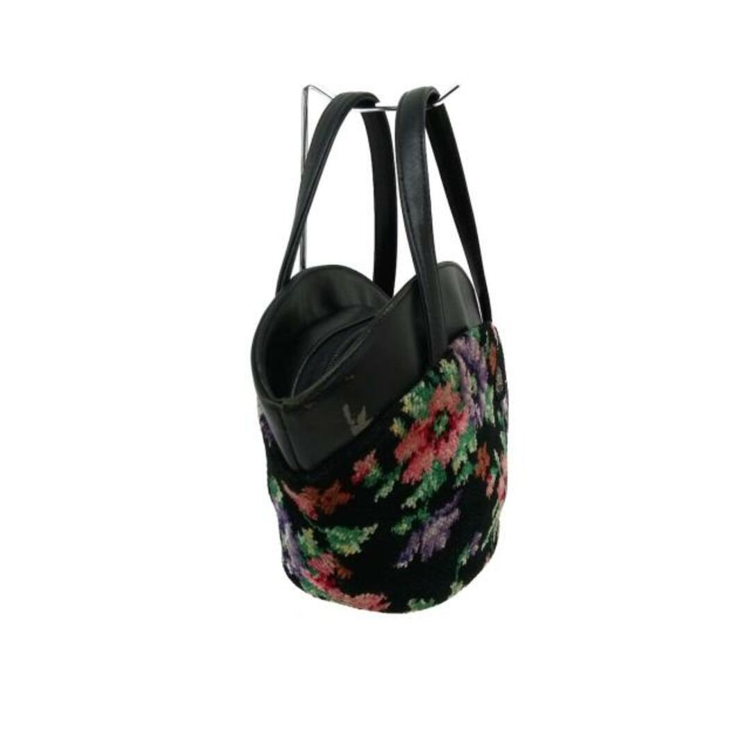 FEILER(フェイラー)のFEILER(フェイラー) ハンドバッグ - 黒×グリーン×マルチ 花柄 パイル×レザー レディースのバッグ(ハンドバッグ)の商品写真