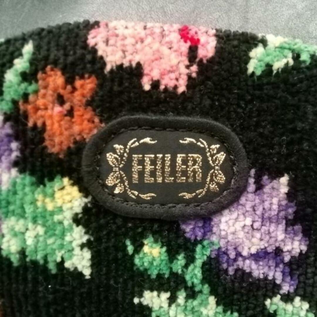 FEILER(フェイラー)のFEILER(フェイラー) ハンドバッグ - 黒×グリーン×マルチ 花柄 パイル×レザー レディースのバッグ(ハンドバッグ)の商品写真