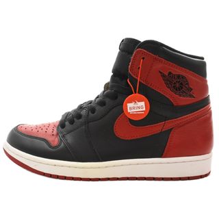 ナイキ(NIKE)のNIKE ナイキ 16年製 AIR JORDAN 1 RETRO HIGH OG BANNED BRED エアジョーダン1 バーンド ブレッド ハイカットスニーカー レッド/ブラック US9.5/27.5cm 555088-001(スニーカー)