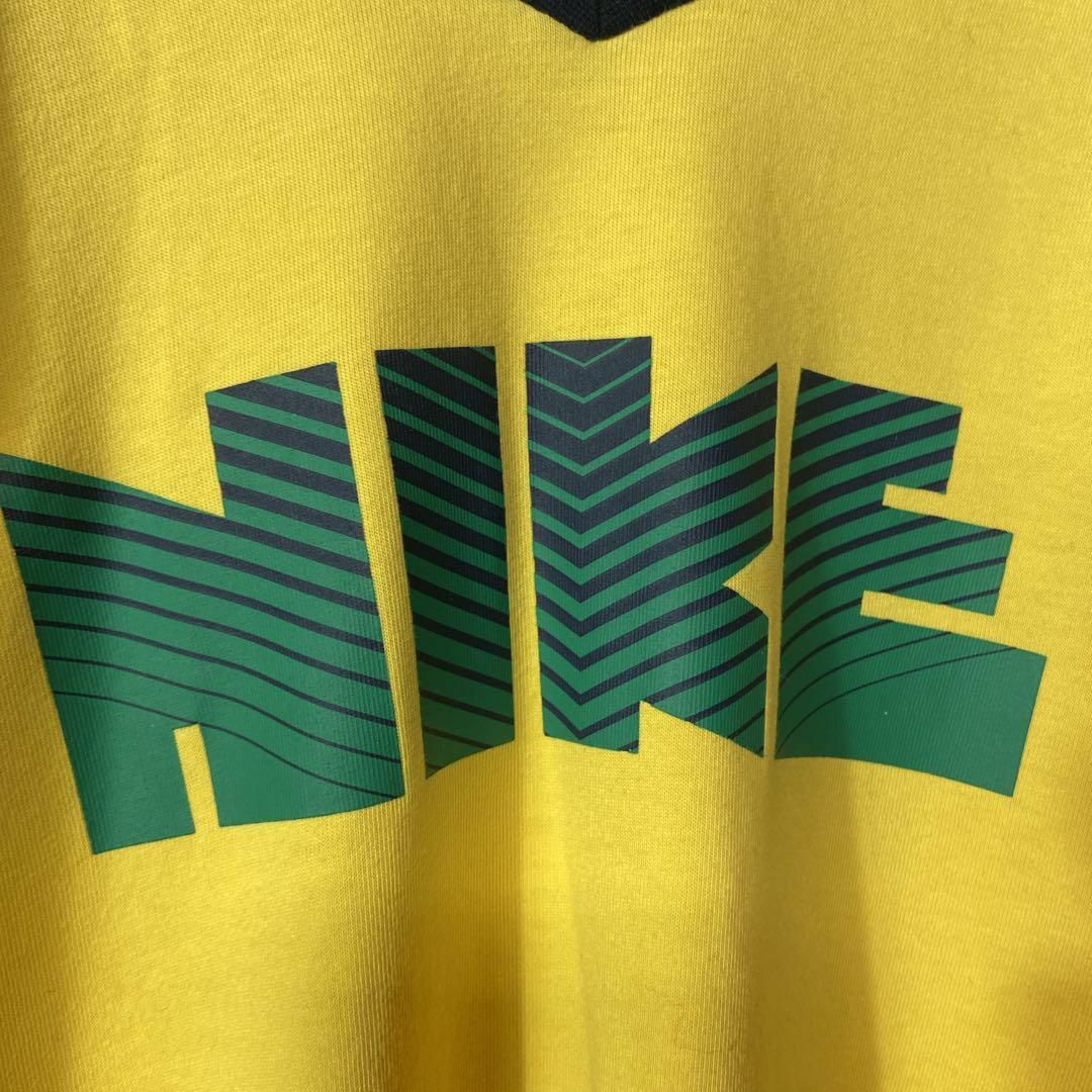 NIKE(ナイキ)の【リンガーTシャツ、ゴツナイキ】NIKEビッグロゴ古着ストリート黄　Y2K半袖 メンズのトップス(Tシャツ/カットソー(半袖/袖なし))の商品写真