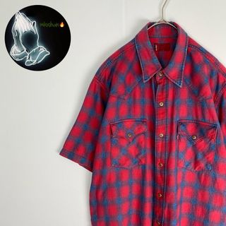 リーバイス(Levi's)のリーバイス　ウエスタンシャツ　半袖　オンブレチェック　赤　青(シャツ)