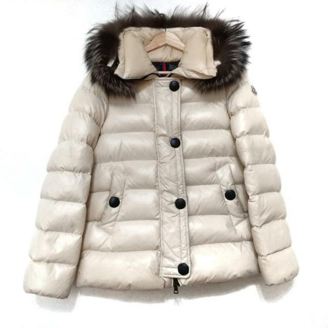 MONCLER(モンクレール)のMONCLER(モンクレール) ダウンジャケット サイズ0 XS レディース TARIER アイボリー×ダークブラウン 長袖/フォックス/秋/冬 【中綿】ダウン、フェザー レディースのジャケット/アウター(ダウンジャケット)の商品写真