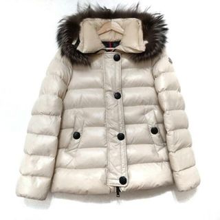 モンクレール(MONCLER)のMONCLER(モンクレール) ダウンジャケット サイズ0 XS レディース TARIER アイボリー×ダークブラウン 長袖/フォックス/秋/冬 【中綿】ダウン、フェザー(ダウンジャケット)