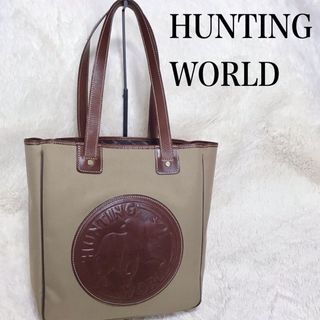 ハンティングワールド(HUNTING WORLD)の美品 HUNTING WORLD 大容量 デカロゴ トートバッグ キャンバス(トートバッグ)