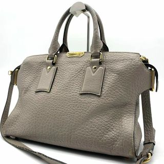 バーバリー(BURBERRY)の美品 バーバリー ミディアム クリフトン　2way ハンドバッグ グレージュ(ハンドバッグ)