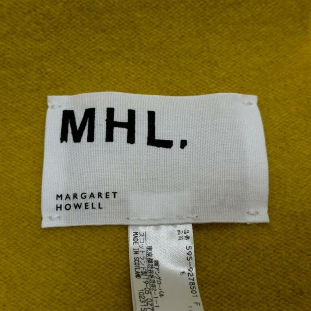 MHL.(エムエイチエル) マフラー - ダークイエロー×ダークブラウン×白 ストライプ ウール レディースのファッション小物(マフラー/ショール)の商品写真