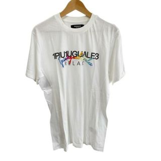 1piu1uguale3 - 1 piu 1 uguale 3(ウノ ピュ ウノ ウグァーレ トレ) 半袖Tシャツ サイズXL メンズ美品  - 白×黒×マルチ クルーネック