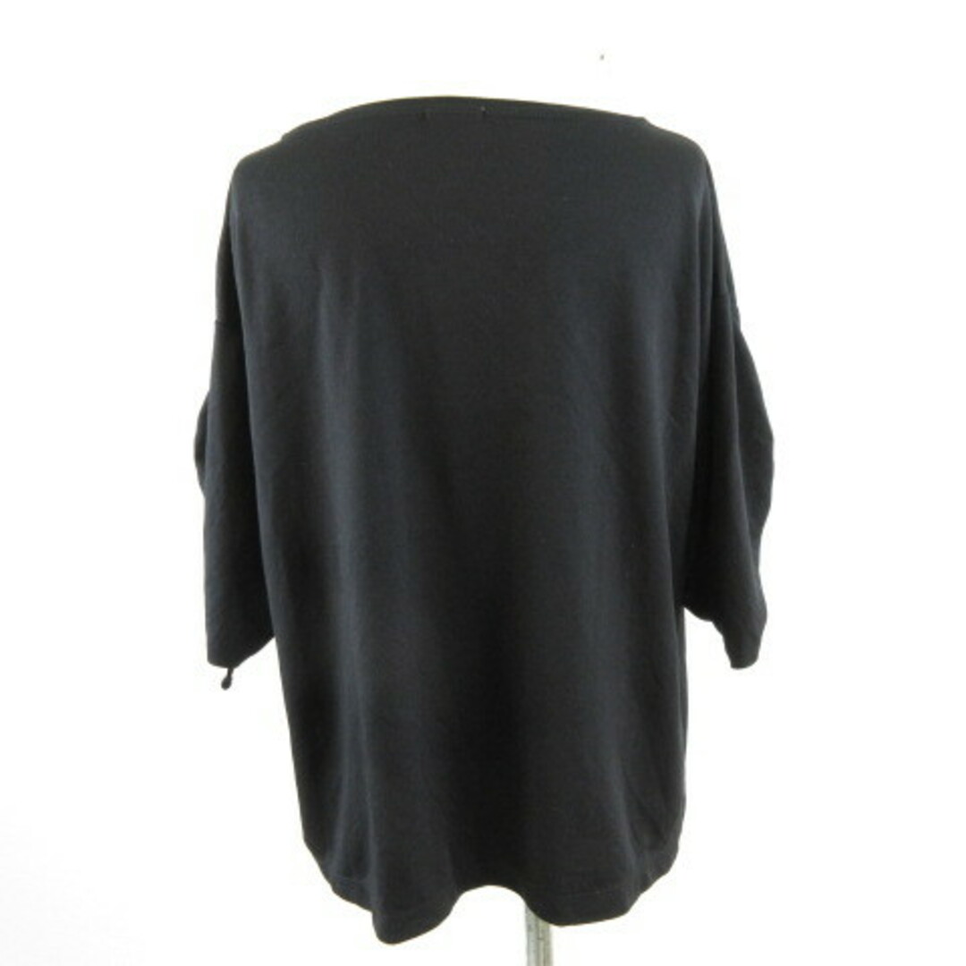 GU(ジーユー)のジーユー GU カットソー 七分袖 黒 XL *A22 レディースのトップス(カットソー(長袖/七分))の商品写真