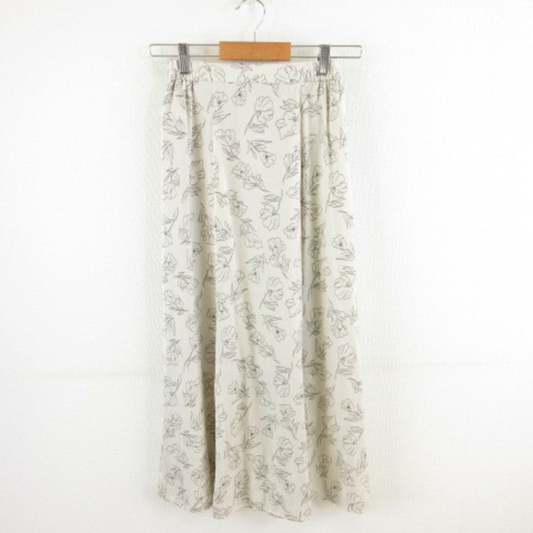 GU(ジーユー)のジーユー GU サテンマーメイドフレアスカート ロング 花柄 ベージュ S レディースのスカート(ロングスカート)の商品写真