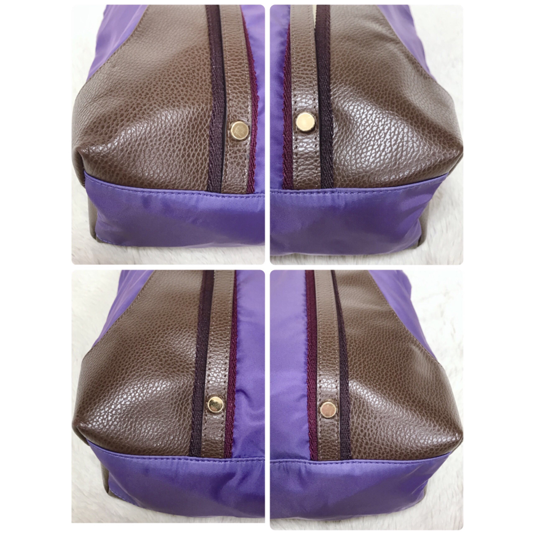 Orobianco(オロビアンコ)の美品 Orobianco 大容量 レザー ナイロン 切り替え トートバッグ 紫 レディースのバッグ(トートバッグ)の商品写真