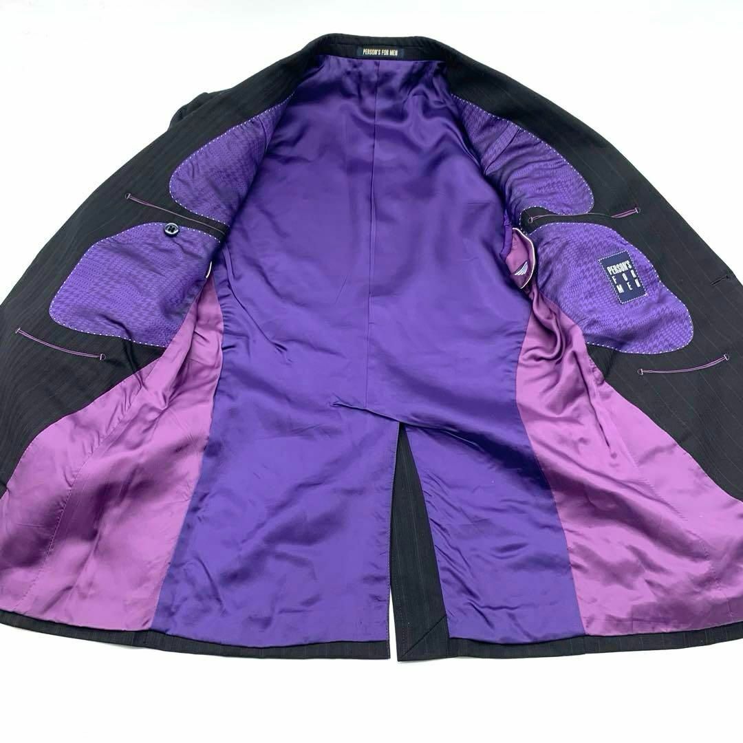 PERSON'S(パーソンズ)の裏地豪華✨ パーソンズ セットアップスーツ 総柄　紫 ボーダー メンズのスーツ(その他)の商品写真