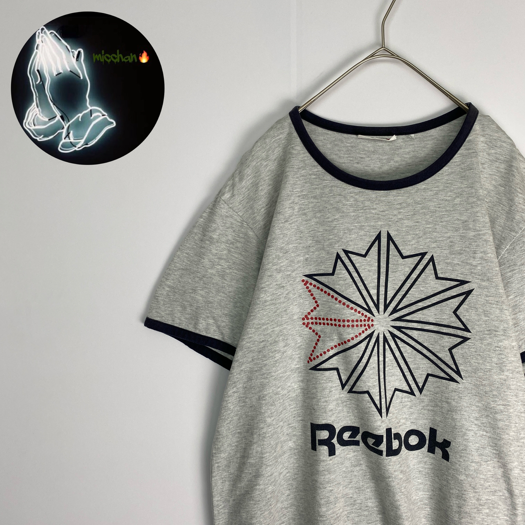 Reebok(リーボック)のリーボック　リンガーＴシャツ　ビッグロゴ　グレー　黒 メンズのトップス(Tシャツ/カットソー(半袖/袖なし))の商品写真