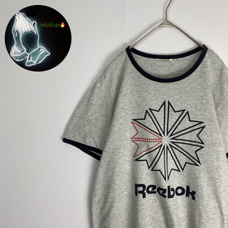 リーボック(Reebok)のリーボック　リンガーＴシャツ　ビッグロゴ　グレー　黒(Tシャツ/カットソー(半袖/袖なし))