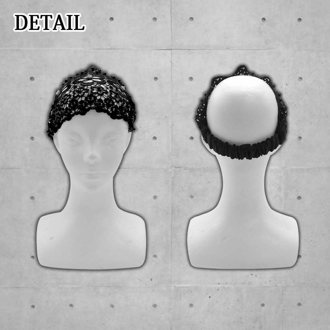 【新品】ヘアバンド ヘアターバン レース 黒 おしゃれ レディース レディースのヘアアクセサリー(ヘアバンド)の商品写真