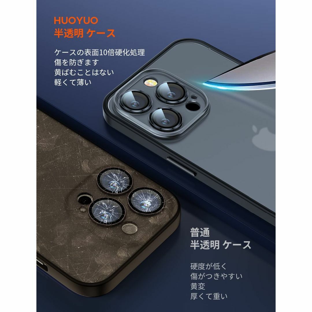 【色:半透明マットブラック】HUOYUO【 カメラ レンズ 一体型】 iPhon スマホ/家電/カメラのスマホアクセサリー(その他)の商品写真