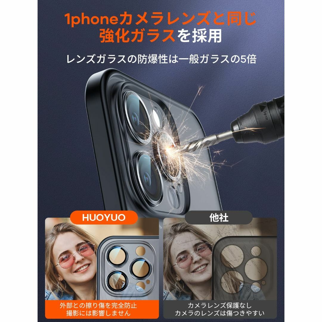 【色:半透明マットブラック】HUOYUO【 カメラ レンズ 一体型】 iPhon スマホ/家電/カメラのスマホアクセサリー(その他)の商品写真