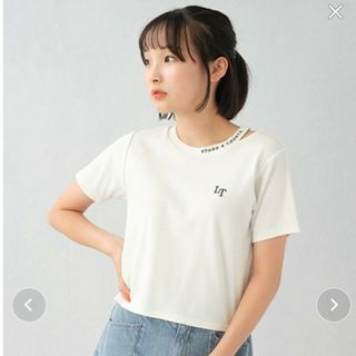 ラブトキシック(lovetoxic)のLovetoxicテレコ衿スリット半T(Tシャツ/カットソー(半袖/袖なし))