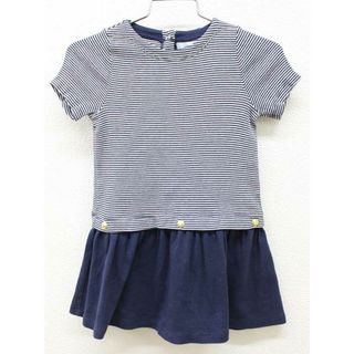 プチバトー(PETIT BATEAU)の【夏物 新入荷!】＜プチバトー/PETIT BATEAU＞86cm 半袖ワンピース 紺×白【中古】子供服 キッズ kids ベビー服 baby 女の子 夏 onepi 424042(ワンピース)