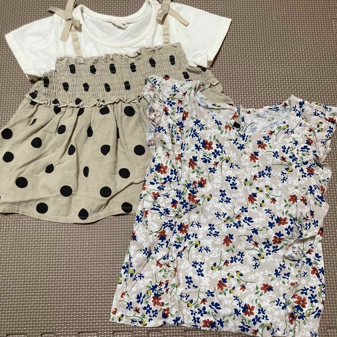 夏用トップス　２着セット　サイズ100 まとめ売り キッズ/ベビー/マタニティのキッズ服女の子用(90cm~)(Tシャツ/カットソー)の商品写真