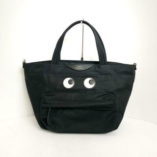 Anya Hindmarch(アニヤハインドマーチ) ハンドバッグ美品  アイズ 152952 黒×白 ナイロン×レザー