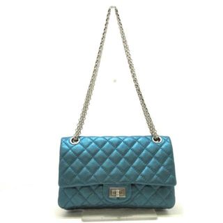 シャネル(CHANEL)のCHANEL(シャネル) ショルダーバッグ レディース 2.55/ダブルフラップマトラッセ グリーン メタリック/マドモアゼルチェーン/シルバー金具 メタリックヴィンテージカーフ/レザー(ショルダーバッグ)