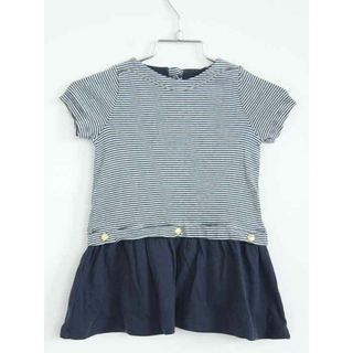 プチバトー(PETIT BATEAU)の【夏物 新入荷!】†プチバトー/PETIT BATEAU†74cm(12M) 半袖ワンピース/ワンピース 紺【中古】子供服 キッズ kids ベビー服 baby 女の子 夏 onepi 624042(ワンピース)