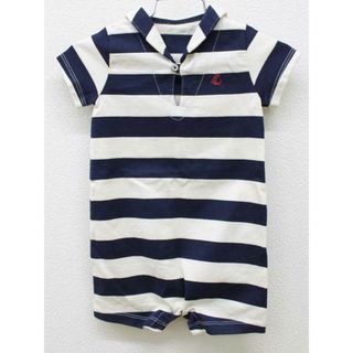 プチバトー(PETIT BATEAU)の【夏物 新入荷!】＜プチバトー/PETIT BATEAU＞81cm位 カバーオール/ロンパース 白×紺【中古】子供服 キッズ kids ベビー服 baby 男の子 夏 tops 424042(カバーオール)