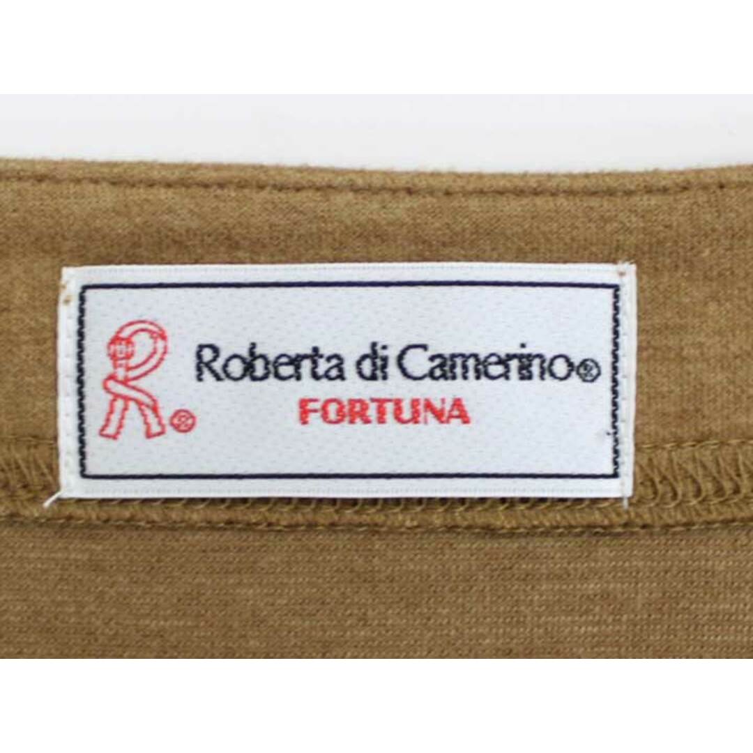 【春物新入荷】■ROBERTA DI CAMERINO/ロベルトディカメリーノ■ロゴ刺繍ハーフジップワンピース/長袖/ミモレ丈 ブラウン/茶色 レディース【中古】春秋 624042 レディースのワンピース(その他)の商品写真