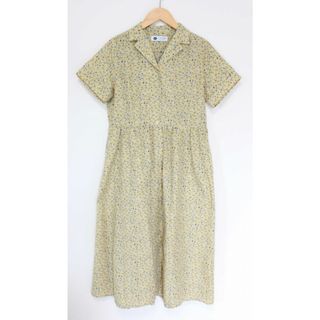 【夏物 新入荷】新品未使用品●179/wg/イチナナキュウダブルジー●小花柄開襟シャツワンピース/半袖/ロング丈 イエロー/黄色 レディース 38 夏 onepi 034042(その他)