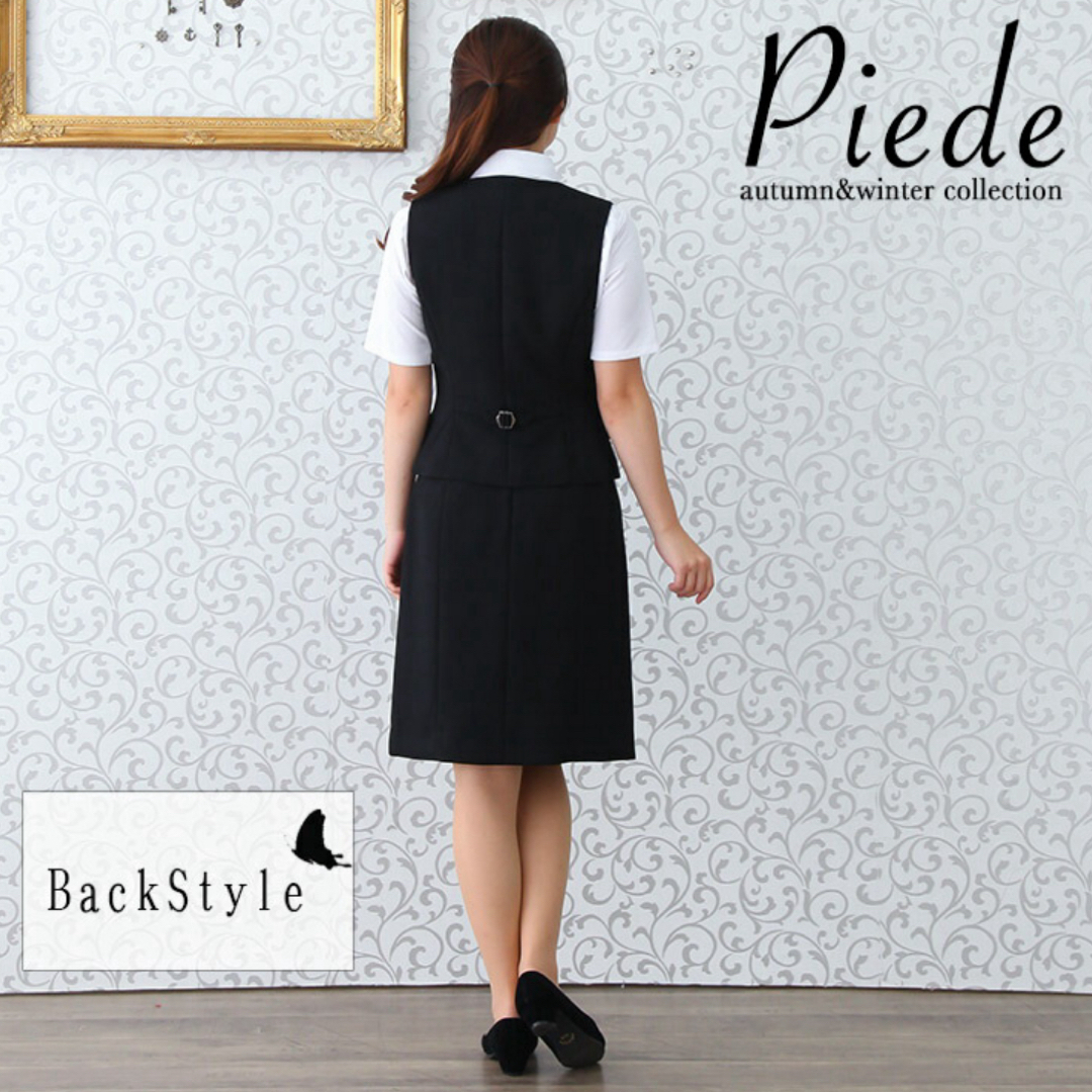 事務服 Piede プリーツスカート ブラック レディースのスカート(ひざ丈スカート)の商品写真