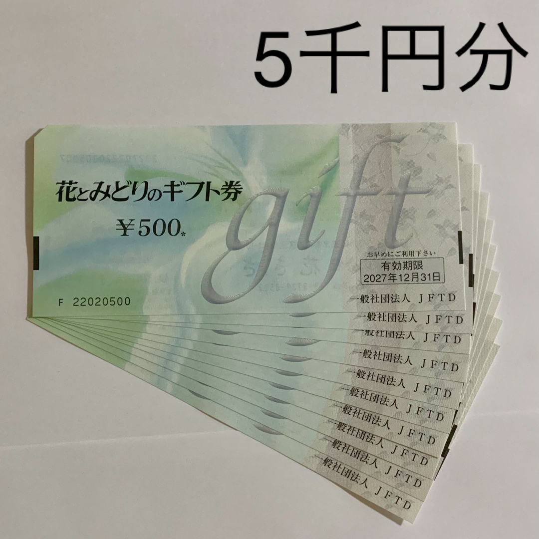 💐花とみどりのギフト券🌿5,000円分(¥500×10枚) チケットのチケット その他(その他)の商品写真
