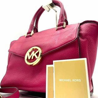 マイケルコース(Michael Kors)の極美品 マイケルコース 2way ハンドバッグ ショルダー シボ革 赤 レッド(ハンドバッグ)