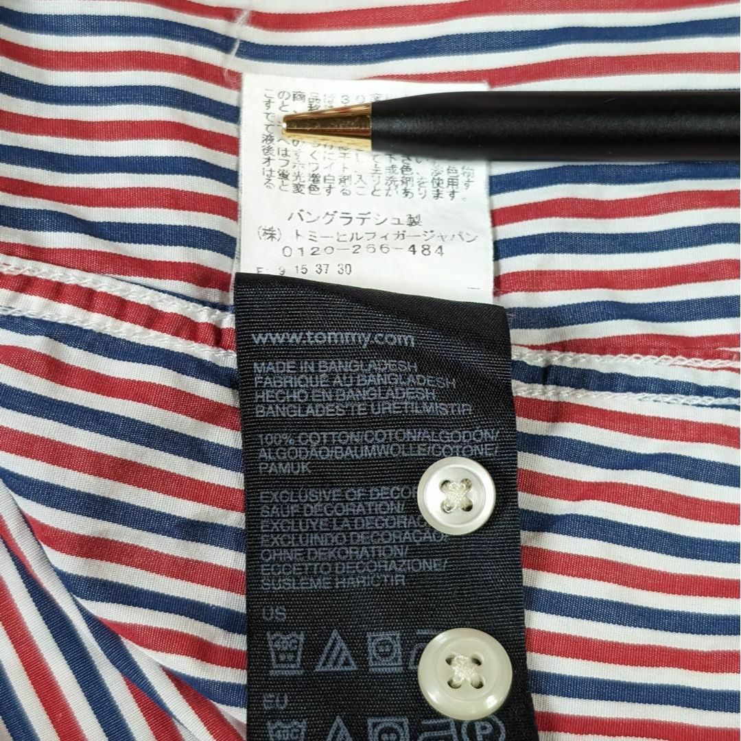 TOMMY HILFIGER(トミーヒルフィガー)の【トミーヒルフィガー】長袖シャツ　XL　ストライプ　綿100％　メンズ メンズのトップス(Tシャツ/カットソー(七分/長袖))の商品写真