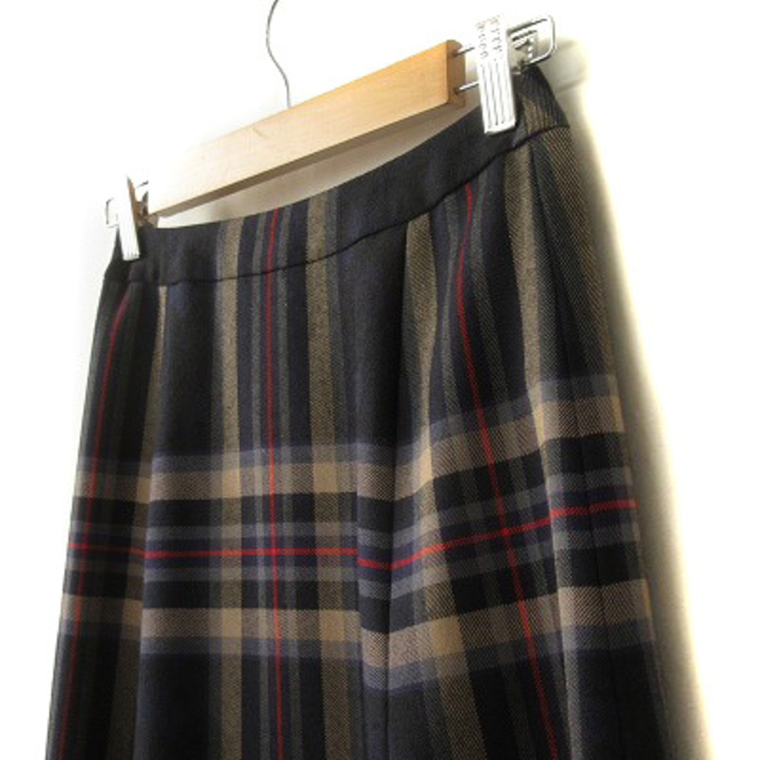 Yorkland(ヨークランド)のヨークランド YORKLAND スカート フレア チェック フリンジ ウール レディースのスカート(ひざ丈スカート)の商品写真
