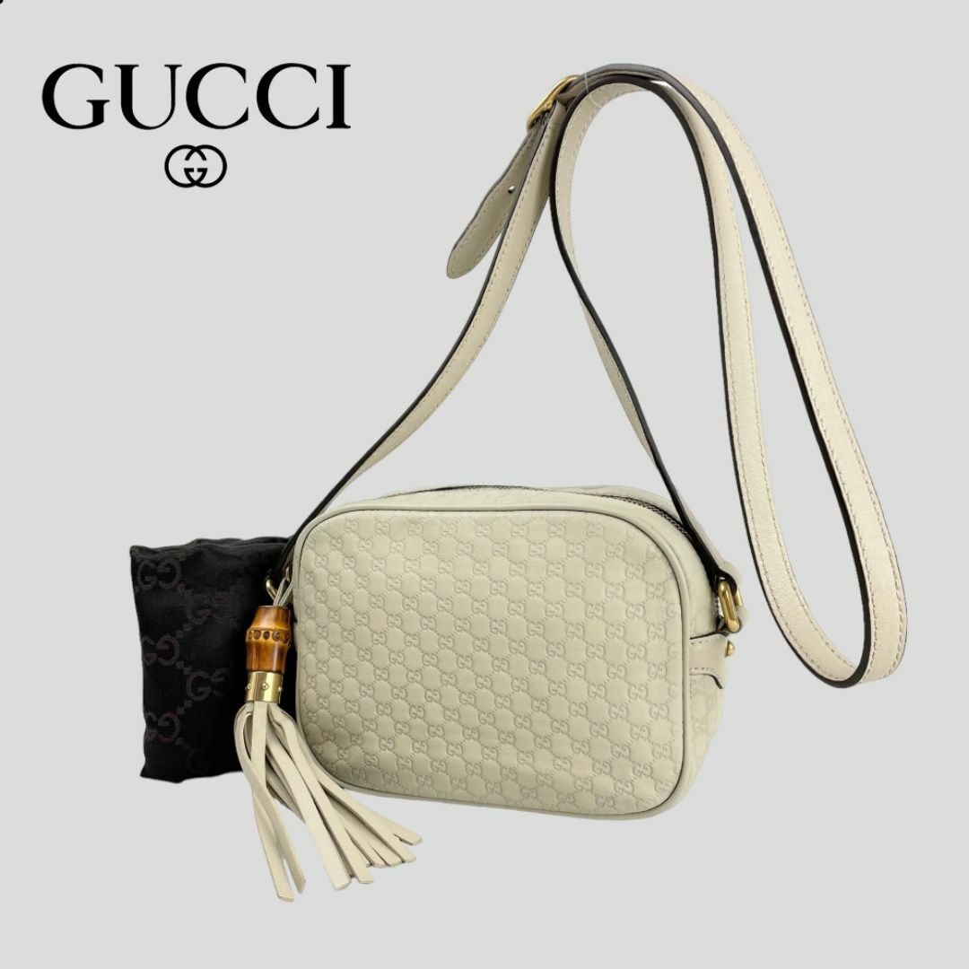 Gucci(グッチ)のほぼ未使用■GUCCI■ マイクログッチ シマ バンブータッセル ディスコバッグ レディースのバッグ(ショルダーバッグ)の商品写真