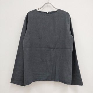 YASUTO KIMURA ヤストキムラ boat neck shirt プルオーバーシャツ ブラウス カットソー ストール付き サイズS コットンカシミヤ 長袖シャツ グレー レディース【中古】4-0418T◎(シャツ/ブラウス(長袖/七分))