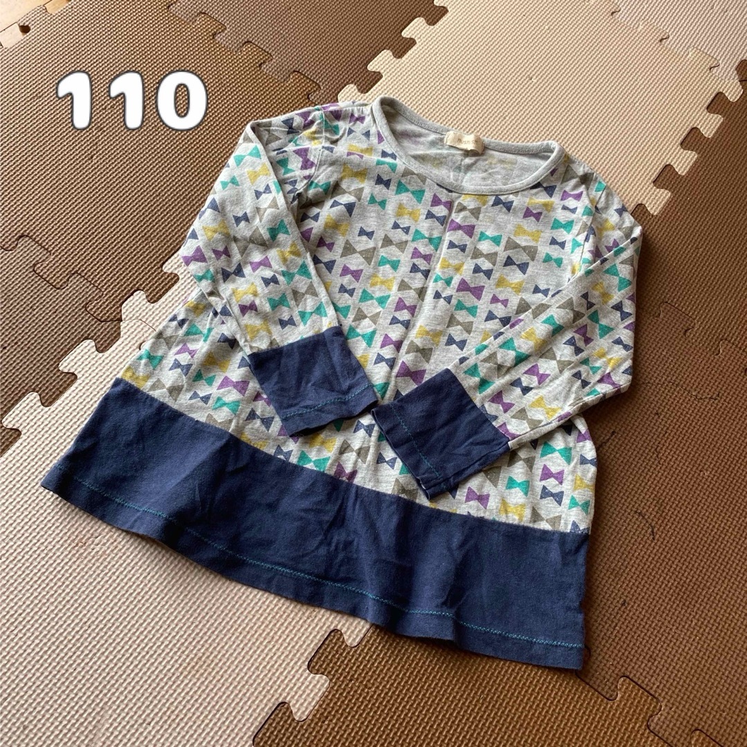 【子供用品】 リボン柄♡チュニック キッズ/ベビー/マタニティのキッズ服女の子用(90cm~)(Tシャツ/カットソー)の商品写真