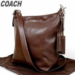 コーチ(COACH)の美品 コーチ ショルダーバッグ 大きめ クロスボディ ダークブラウン A4収納可(ショルダーバッグ)