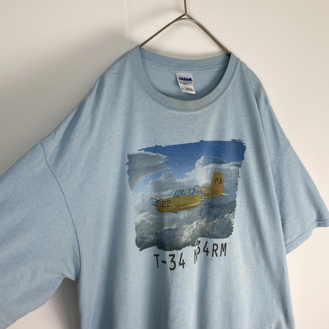 GILDAN　ギルダン　Ｔシャツ　00’s　飛行機　水色 メンズのトップス(Tシャツ/カットソー(半袖/袖なし))の商品写真