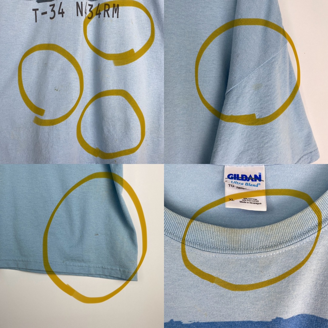GILDAN　ギルダン　Ｔシャツ　00’s　飛行機　水色 メンズのトップス(Tシャツ/カットソー(半袖/袖なし))の商品写真