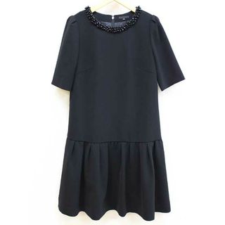 TO BE CHIC - 【夏物 新入荷】‡TO BE CHIC/トゥー ビー シック‡ビーズ付きワンピース/半袖/膝丈 ブラック/黒 レディース 38 【中古】夏 onepi 624042