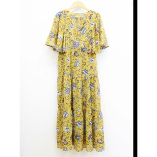 【夏物 新入荷】新品未使用品★Ungrid/アングリッド★エスニックフラワーワンピース/かわいい/おしゃれ/ワンピース/半袖/マキシ丈 イエロー/黄色 レディース F【中古】夏 524042